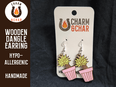 Succulent Dangle Earring - Plant Lover Fashion Earring - Dangle Earring - Charm and Char
